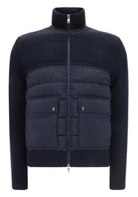 Padded Wool Cardigan - Navy