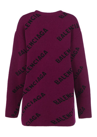 Allover Logo Cardigan - Purple