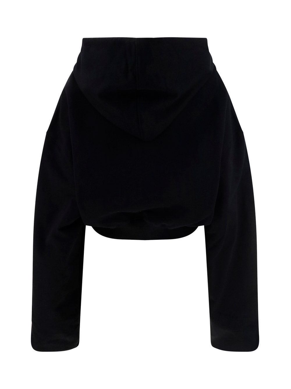 Embroidered-Logo Cropped Hoodie - Black