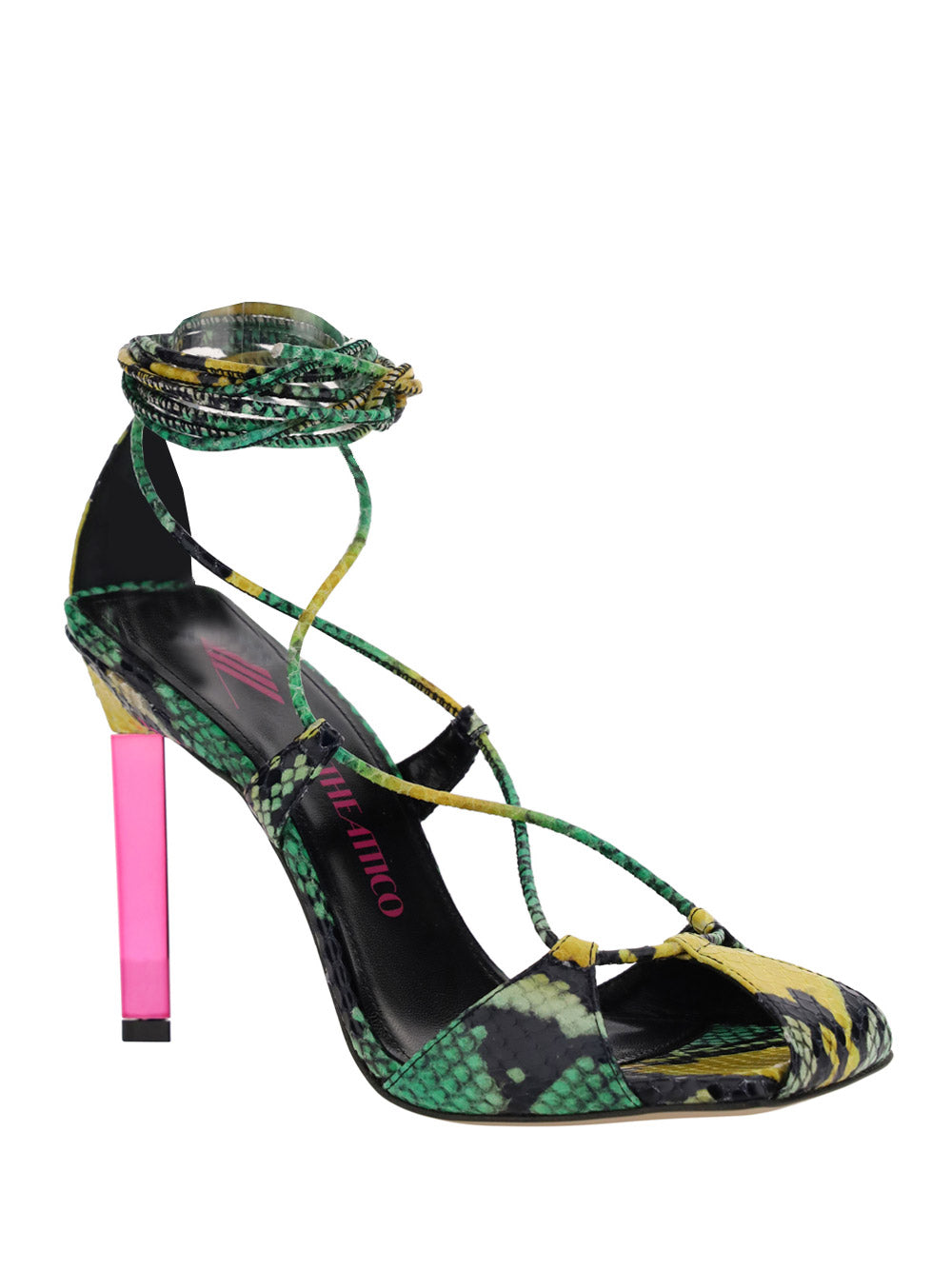 ''Adele'' Lace-up Pump - Green / Yellow