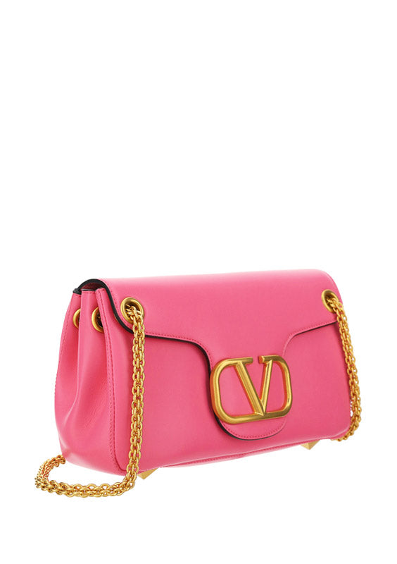 Stud Sign Nappa Shoulder Bag - Pink