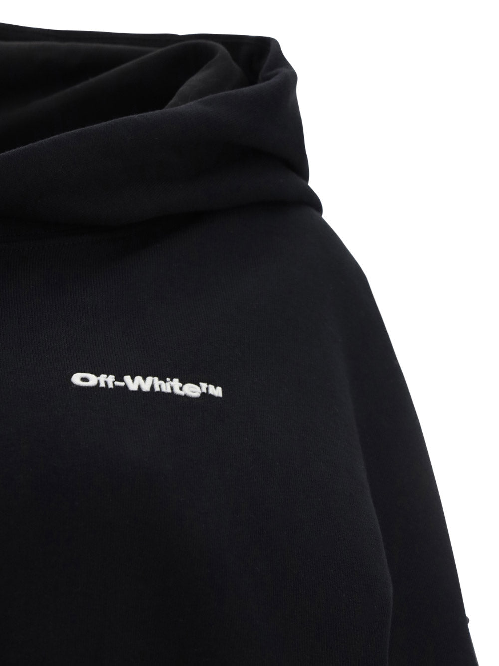 Embroidered-Logo Cropped Hoodie - Black