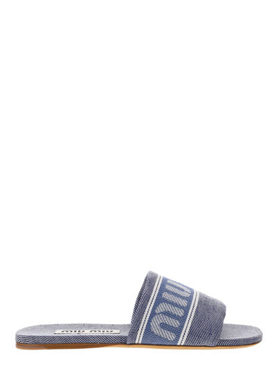 Logo-Jacquard Denim Sandals