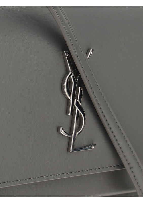 Sunset Chain Wallet Bag in Smooth Leather - Grey