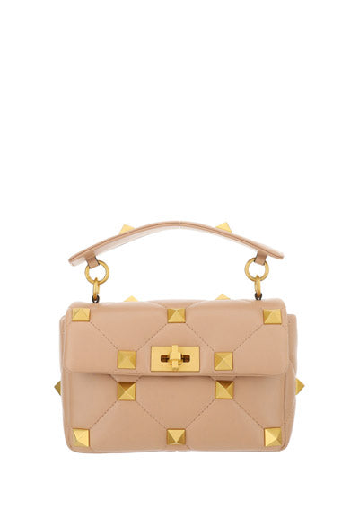 Medium Roman Stud The Shoulder Bag In Nappa With Chain - Beige