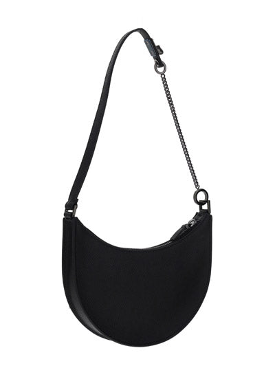 Mini Vlogo Signature Grainy Calfskin Hobo Bag - Black