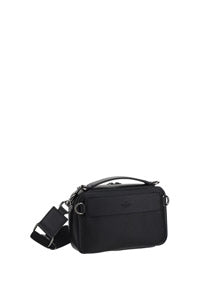 Lacquered Vlogo Signature Leather Crossbody Bag - Black