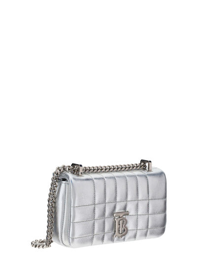 Quilted Metallic Leather Mini Lola Bag - Silver
