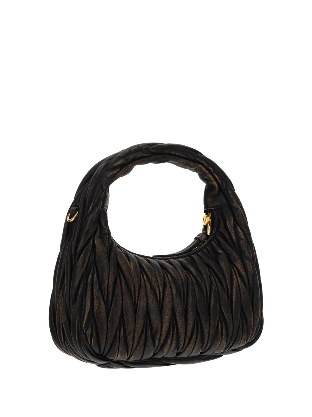 Miu Wander Matelassé Nappa Leather Mini Hobo Bag - Sand/Coffee
