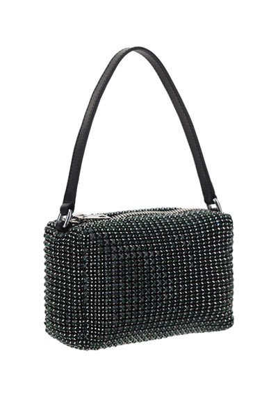 Heiress Medium Pouch Bag in Rhinestone Mesh