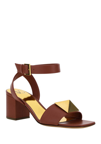 One Stud Sandal in Calfskin With Maxi Stud - Gingerbread