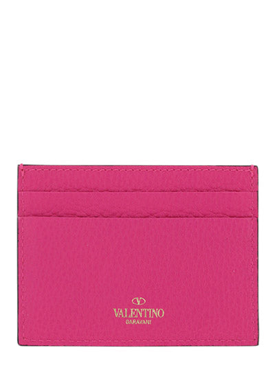 Rockstud Leather Card Case - Pink PP