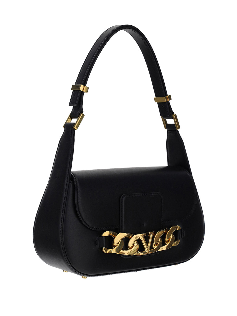 Vlogo Chain Shoulder Bag in Calfskin - Black