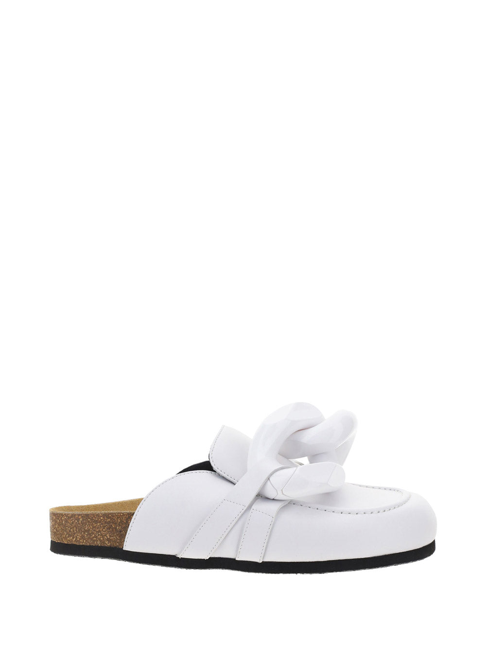 Chain Loafer Mules - White