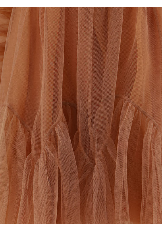 Tulle Ruched Mini Dress - Lipstick