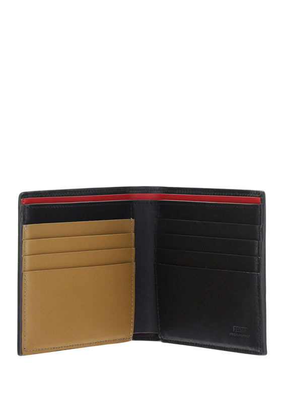 Bi-fold Wallet - Black/Red/Beige