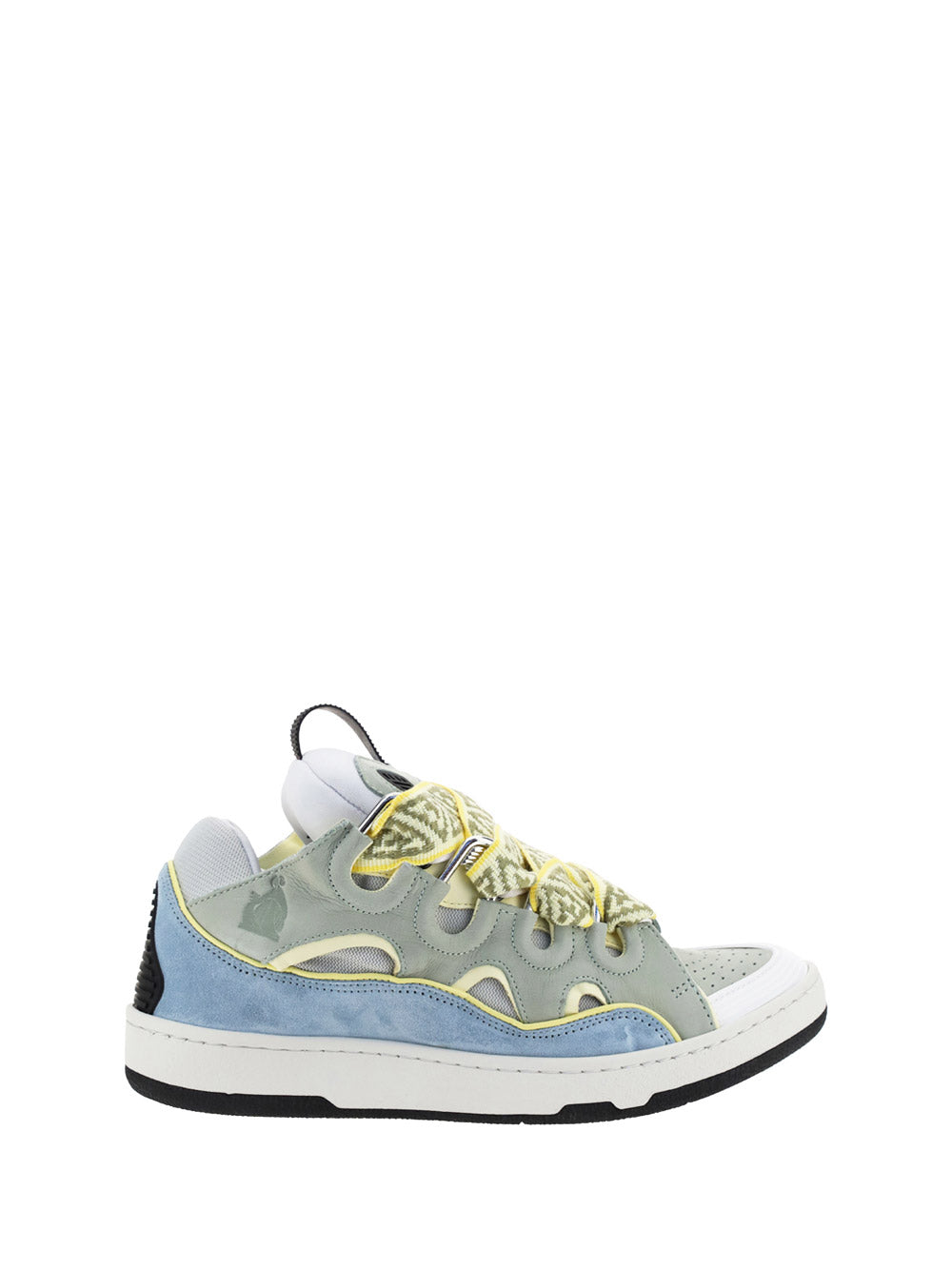 Leather Curb Sneakers - Grey / Blue