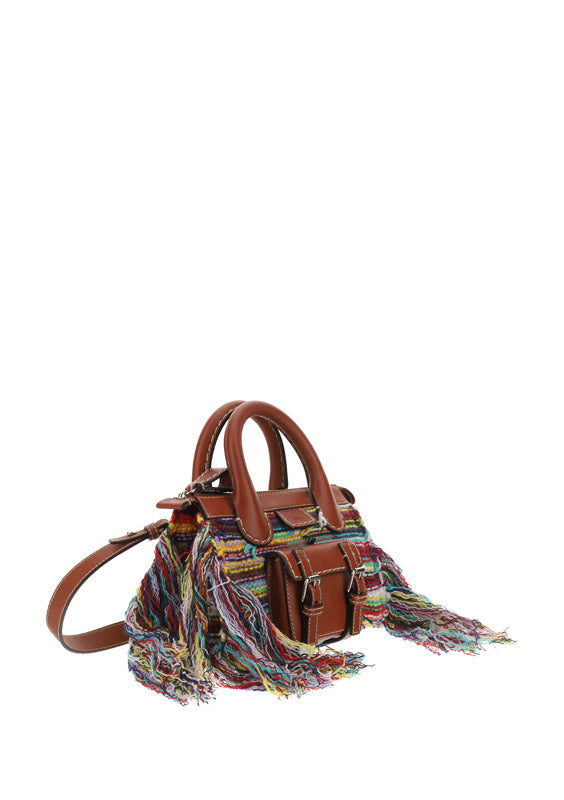 Edith Mini Bag in Recycled Cashmere Knit & Buffalo Leather - Multicolor