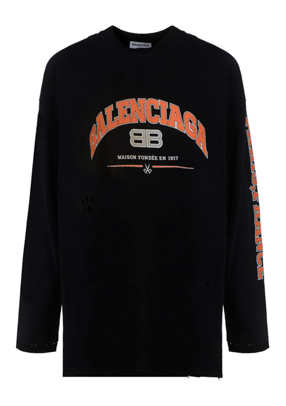 Maison Balenciaga Long Sleeve T-Shirt Oversized - Black