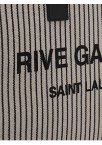 Rive Gauche Tote Bag In Linen And Smooth Leather - Cream / Black