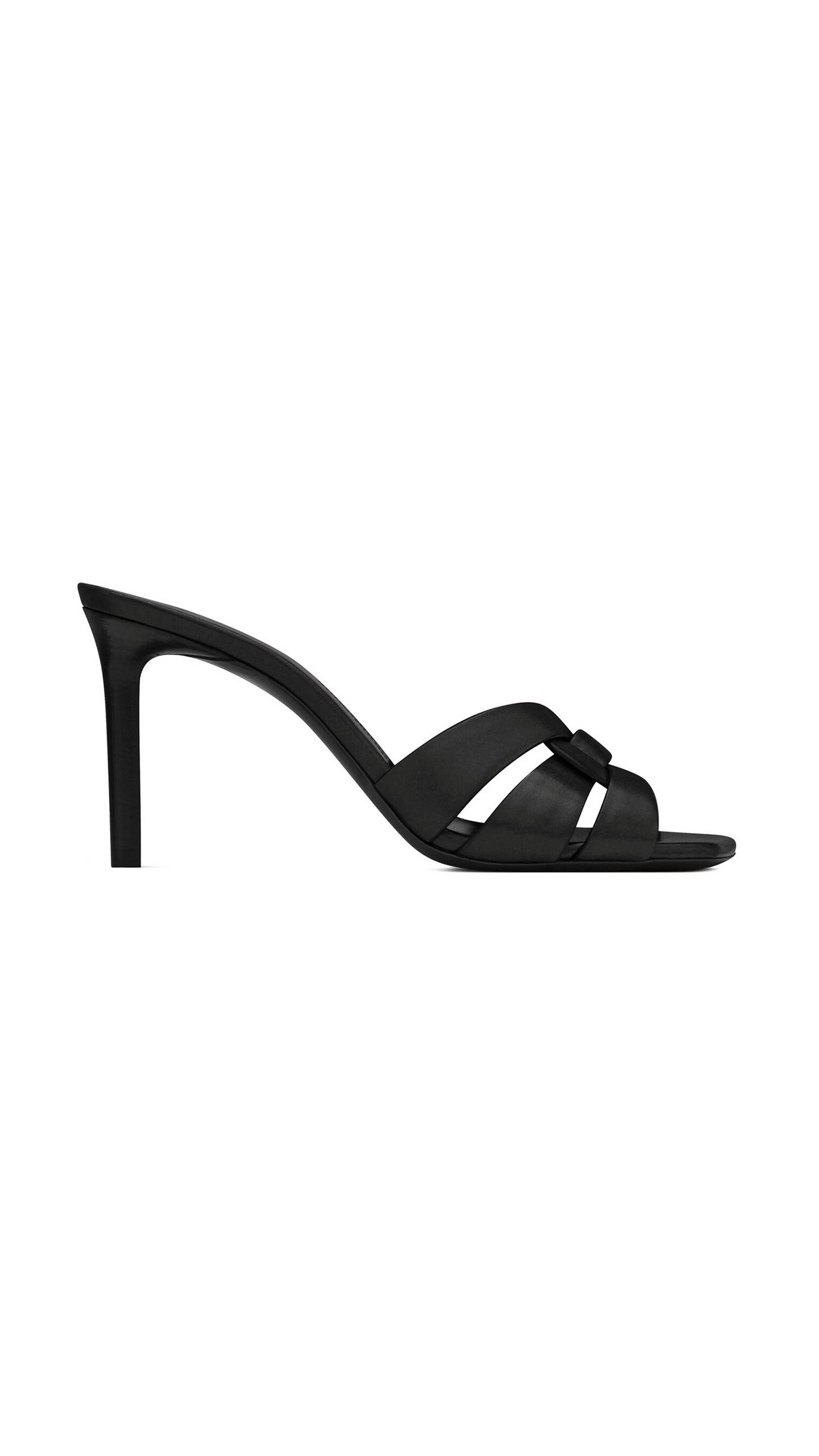 Tribute Heeled Mules In Smooth Leather - Black