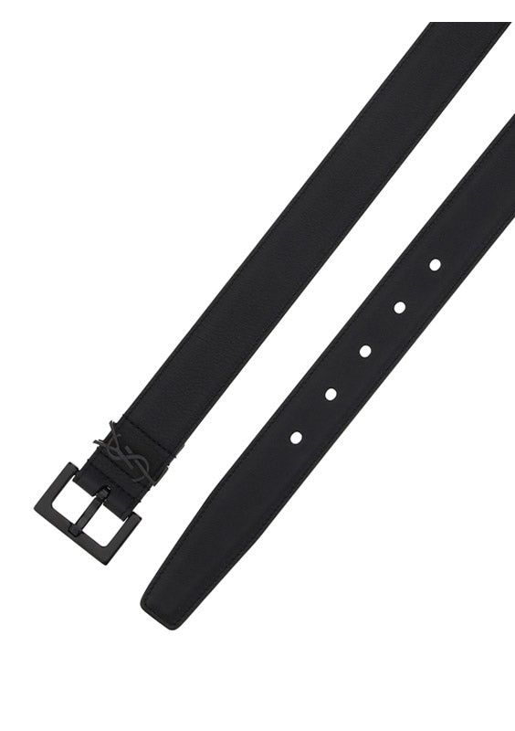 Monogram Belt In Smooth Leather - Black