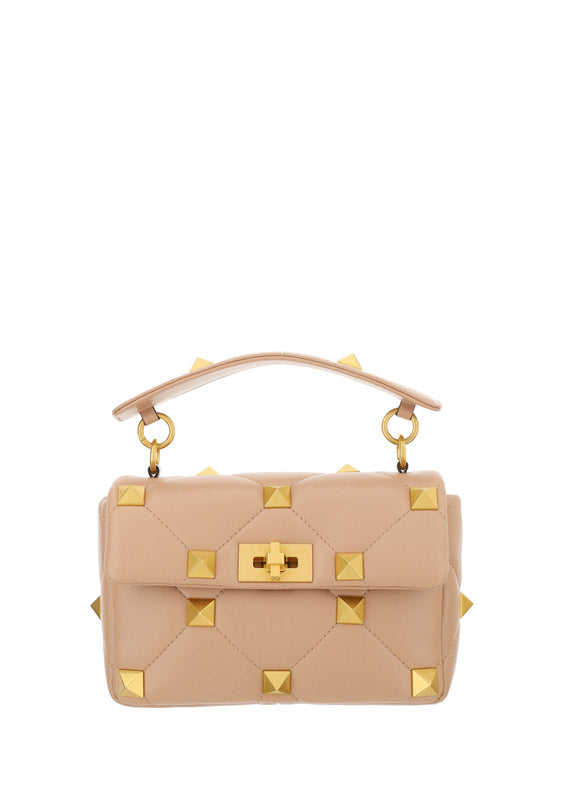 Medium Roman Stud The Shoulder Bag In Nappa With Chain - Beige