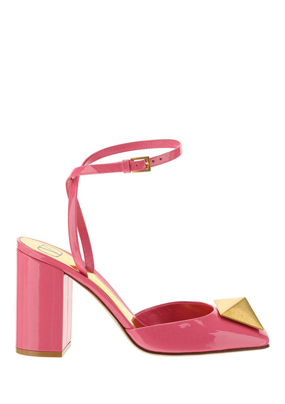 One Stud Pump in Patent Leather 90mm - Pink