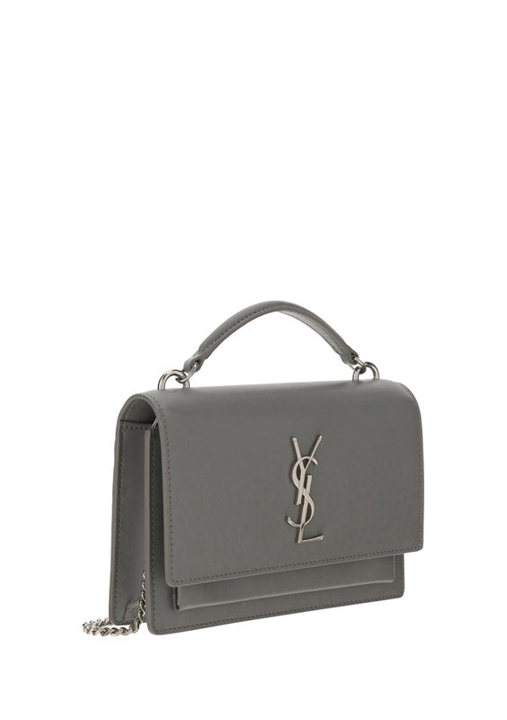 Sunset Chain Wallet Bag in Smooth Leather - Grey
