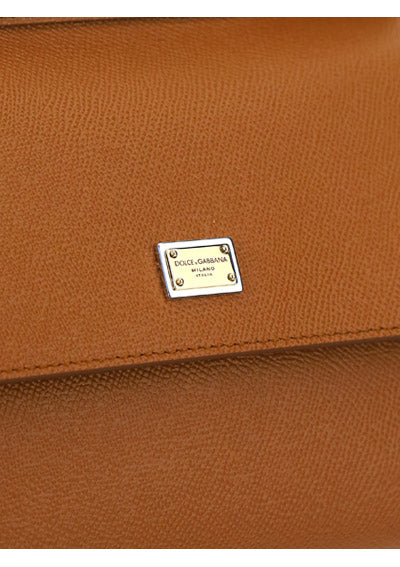 Small Sicily Bag In Dauphine Calfskin - Brown