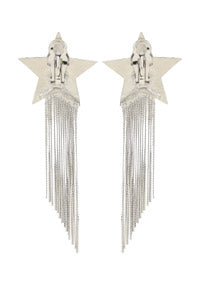 Star Earrings With Brass Chains - Palladium