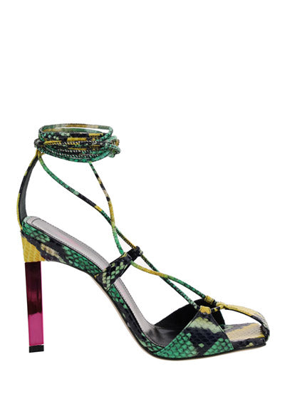 ''Adele'' Lace-up Pump - Green / Yellow