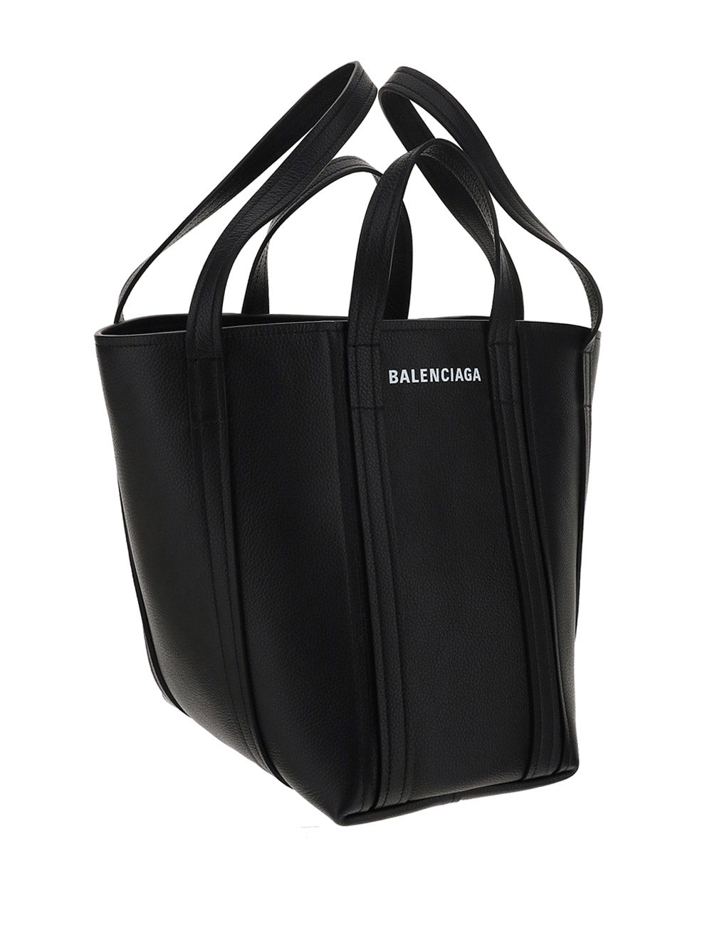 Everyday Small North-South Shoulder Tote Bag In Grained Calfskin - Black