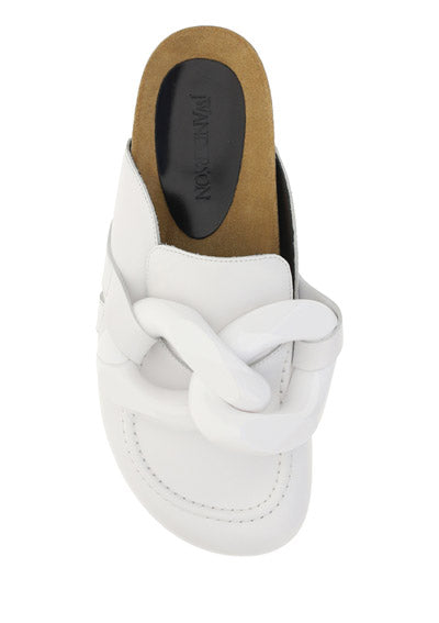 Chain Loafer Mules - White