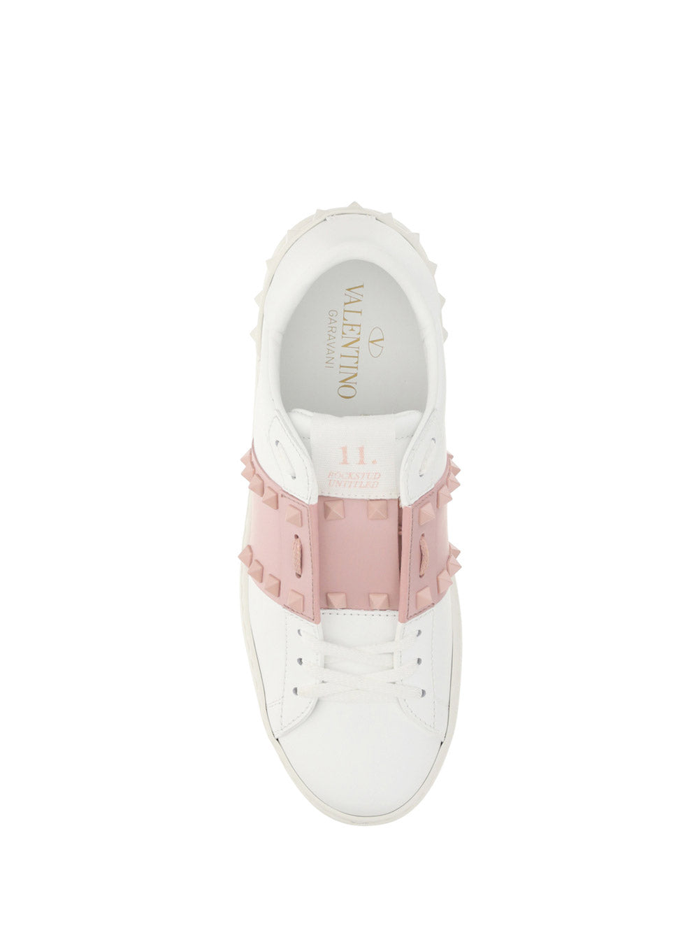 Open Sneaker In Calfskin Leather - White / Pink