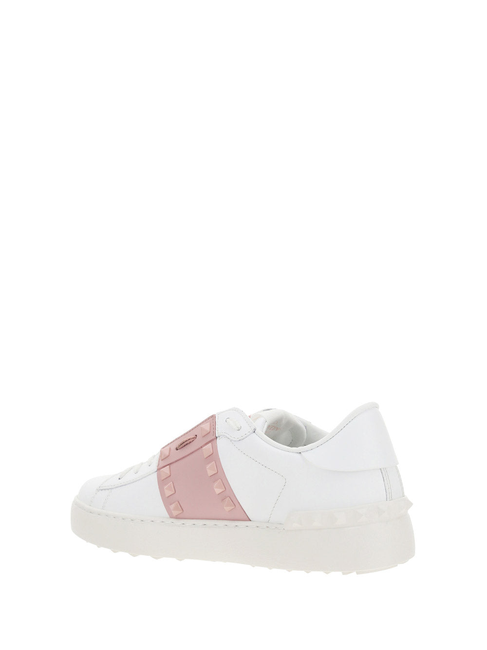 Open Sneaker In Calfskin Leather - White / Pink