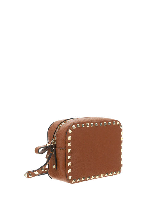 Small Rockstud Calfskin Crossbody Bad - Tan.
