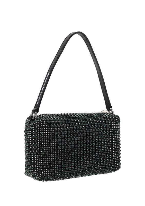 Heiress Medium Pouch Bag in Rhinestone Mesh