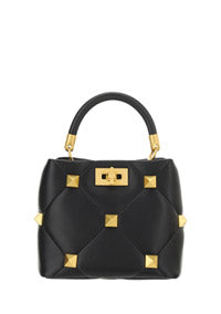 Small Roman Stud The Handle Bag In Nappa - Black