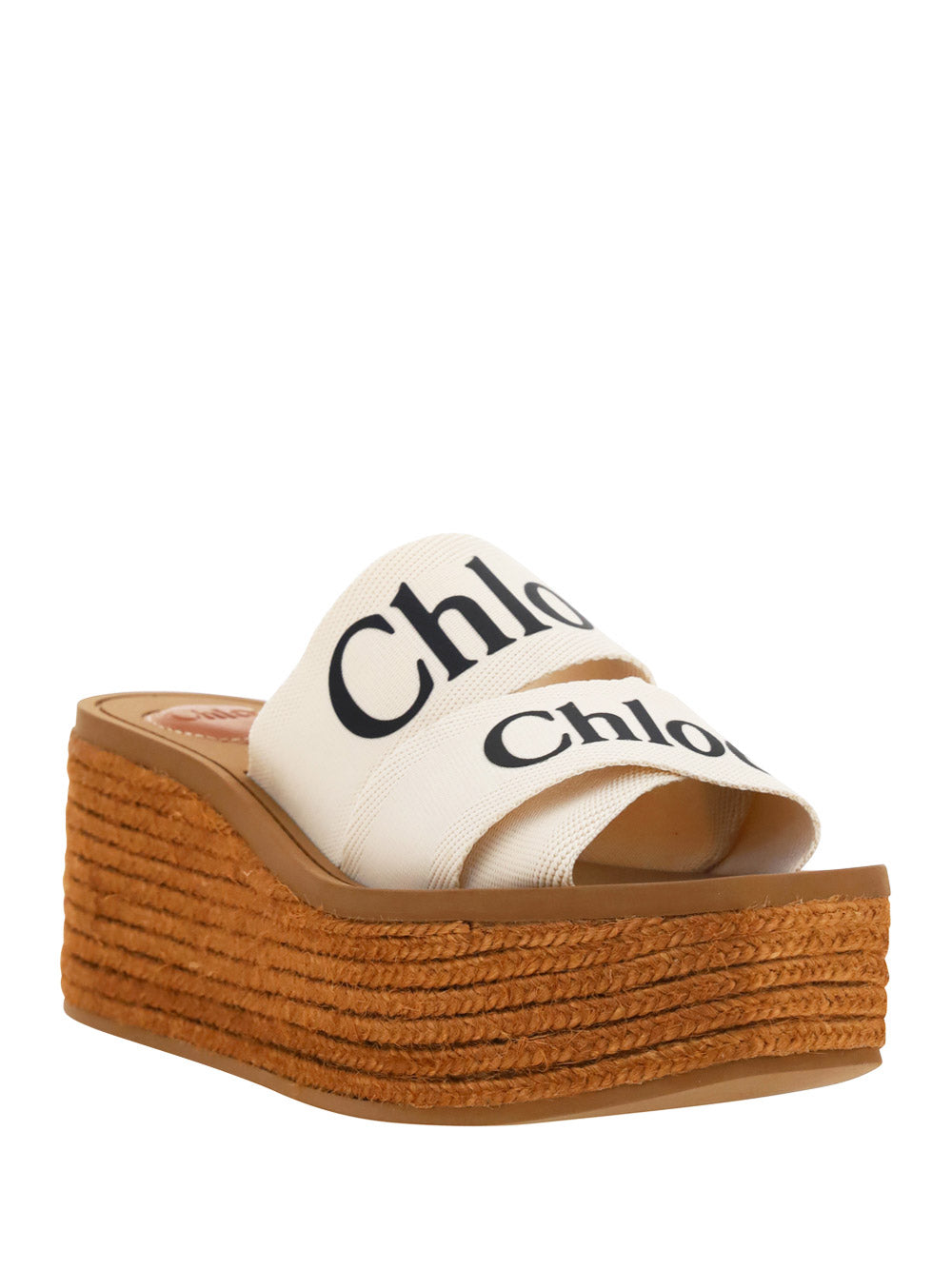 Woody Wedge Mule In Canvas - Ivory