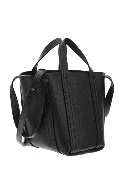 Everyday XS North-South Shoulder Tote Bag In Grained Calfskin - Black