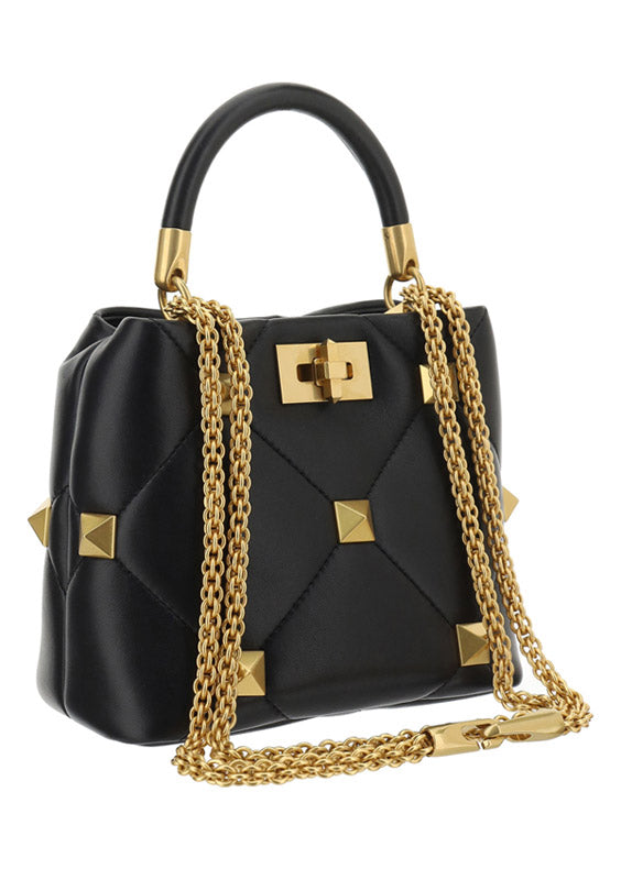 Small Roman Stud The Handle Bag In Nappa - Black