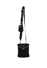 Re-Nylon and Leather Shoulder Bag - Black