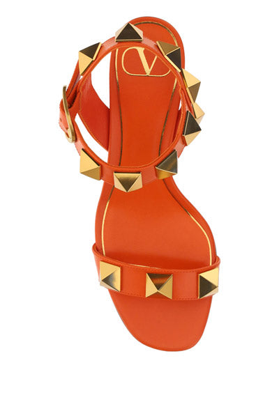 Roman Stud Calfskin Sandal 60MM - Orange