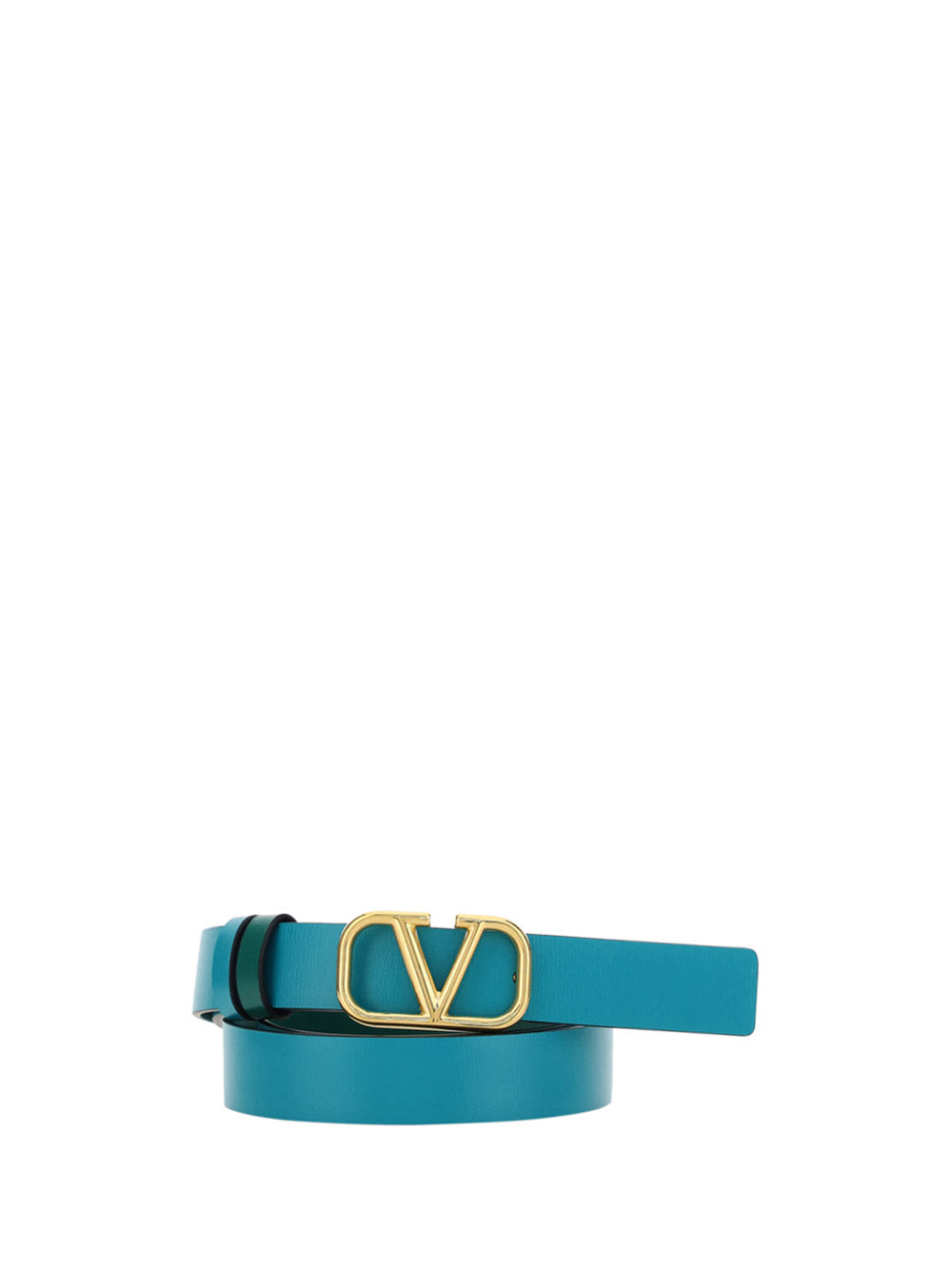 Reversible Vlogo Signature Belt In Shiny Calfskin 20MM- Green / Blue