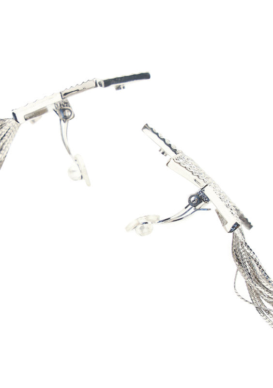 Star Earrings With Brass Chains - Palladium