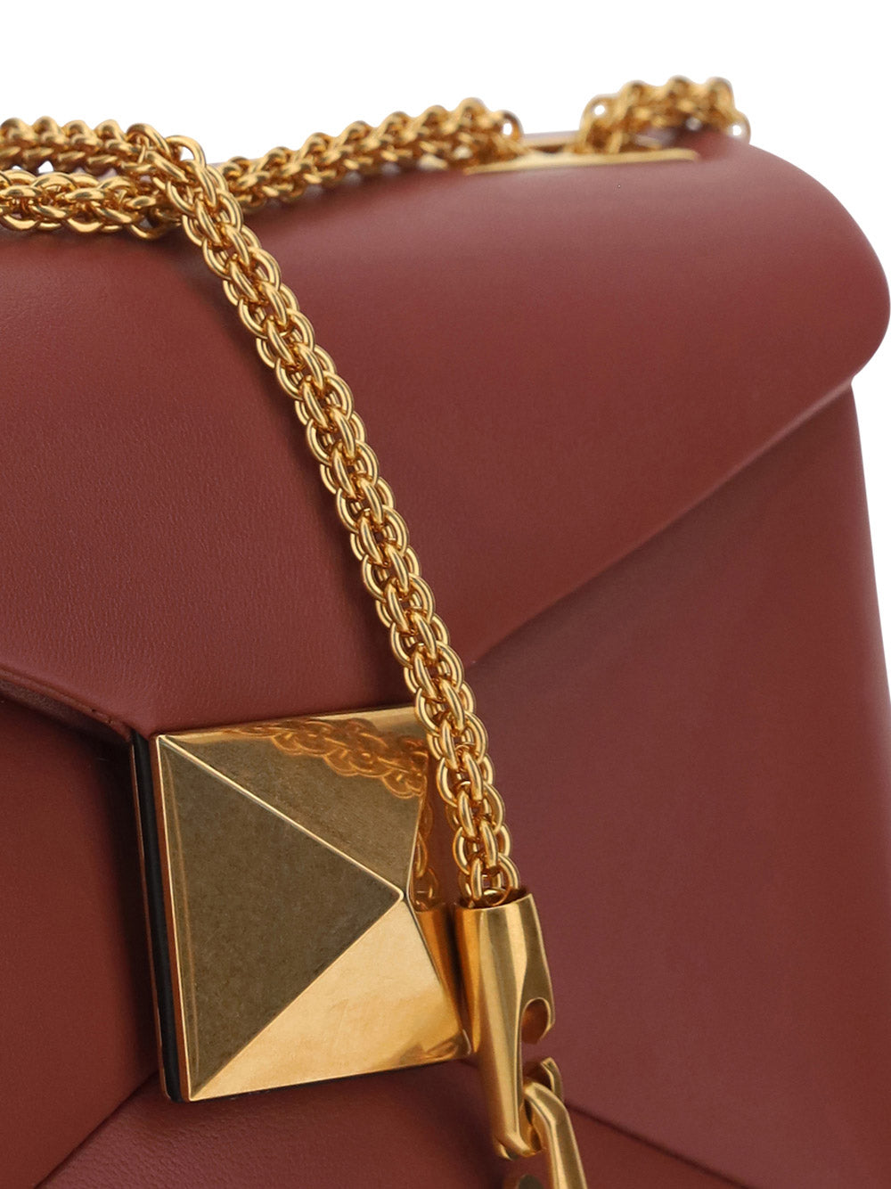 One Stud Nappa Bag With Chain - Gingerbread
