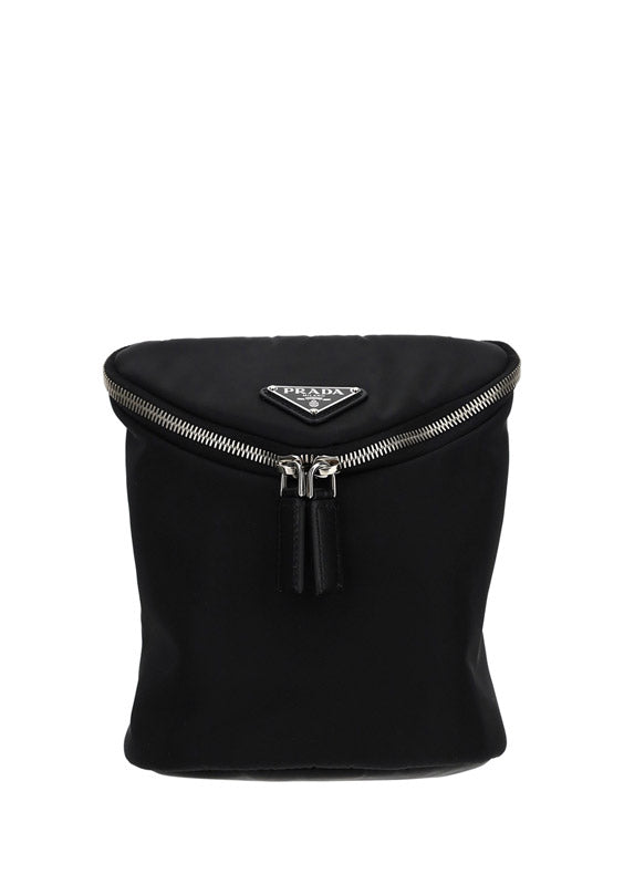 Re-Nylon and Leather Shoulder Bag - Black