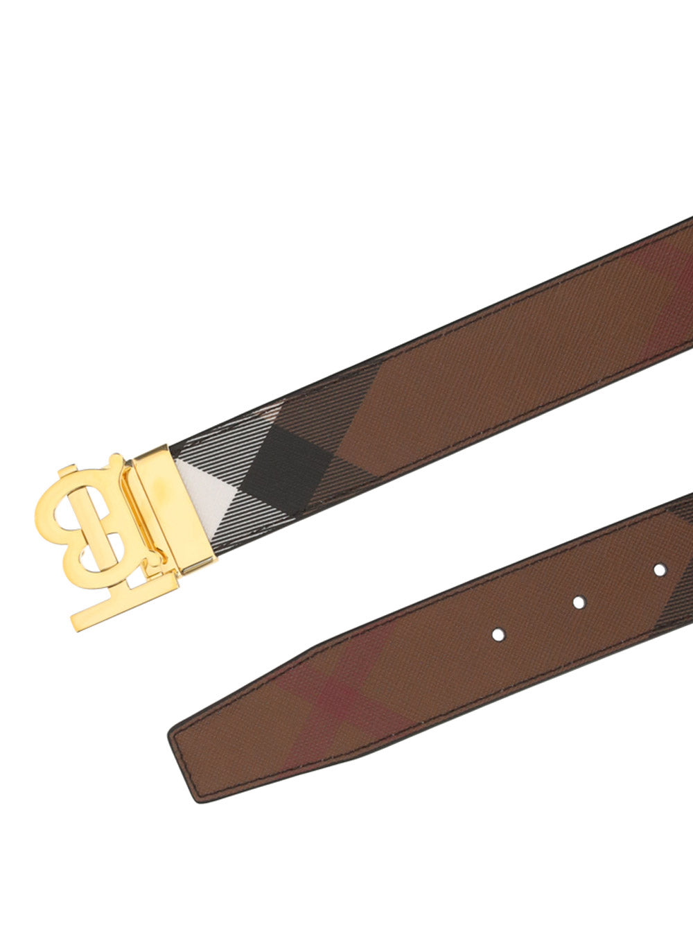 Reversible Monogram Motif Check Belt - Brown / Black