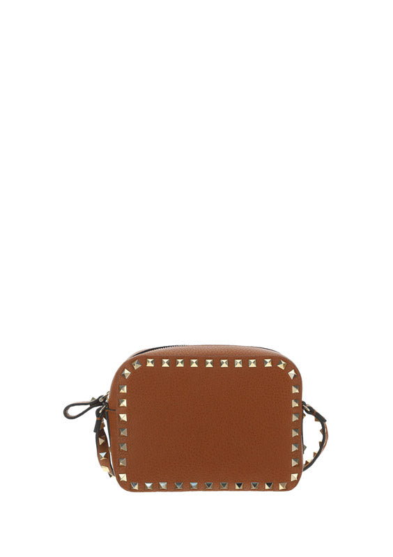 Small Rockstud Calfskin Crossbody Bad - Tan.